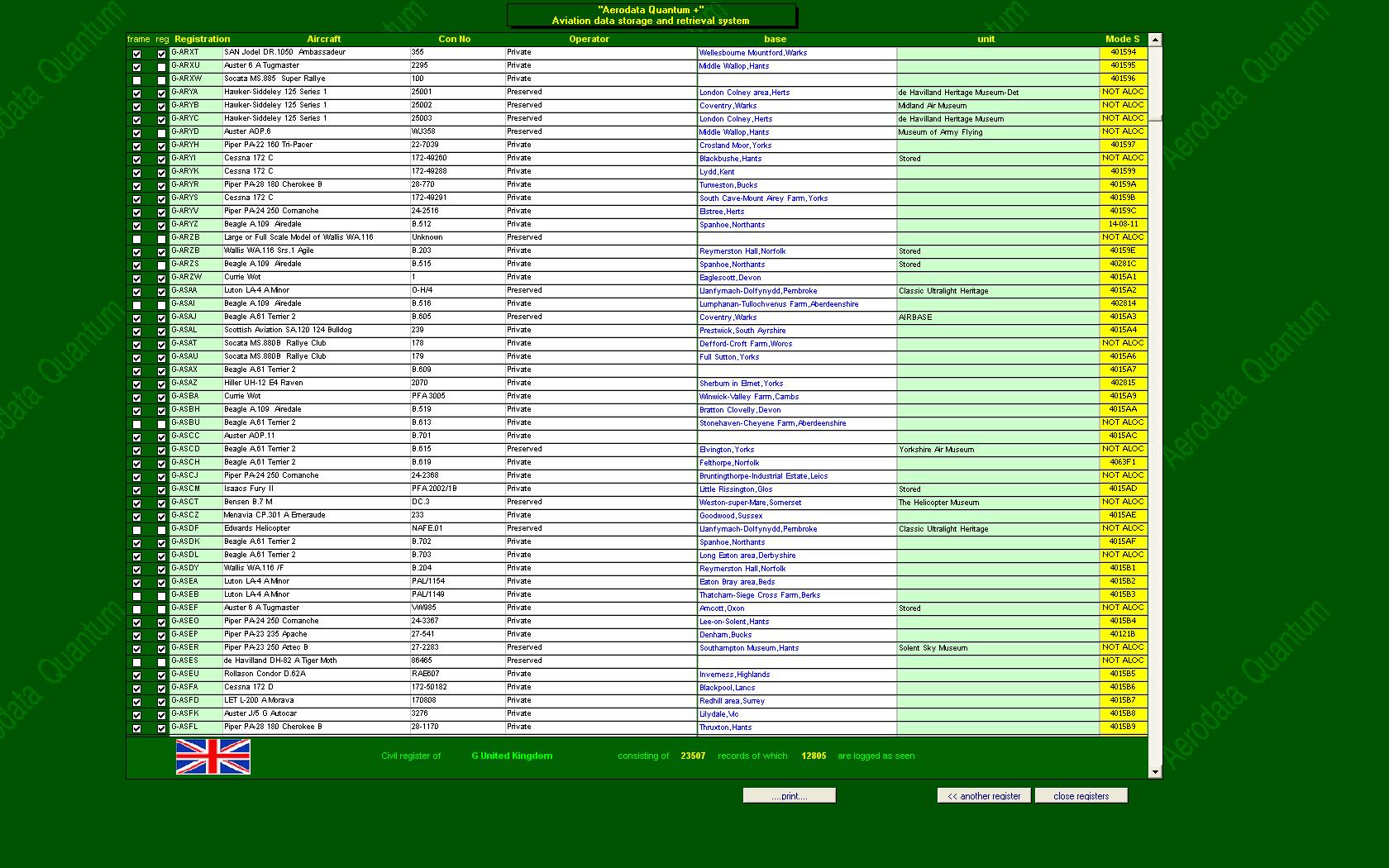 Full Country Register listing - click to enlarge